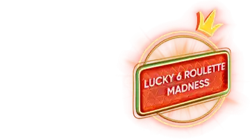Значок с надписью Lucky 6 Roulette Madness, символизирующий промоакцию рулетки в Казино Флагман.